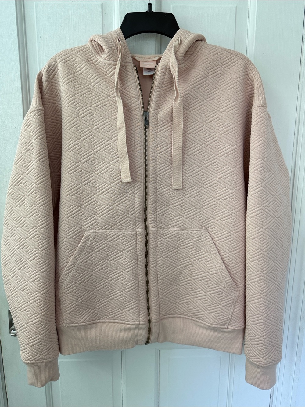 ThirdLove Quilted Zip-Up Hoodie in Light Blush